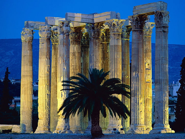 архитектура, колона, храм на Зевс, HD тапет