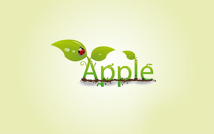 Kreatif Apple Leaf Ladybug Drops, ilustrasi Apple, Komputer, Apple, tetes, kepik, daun, Wallpaper HD