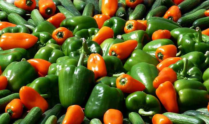 food, fresh, ingredients, peppers, vegetables, HD wallpaper
