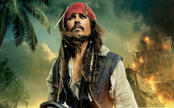 Pirates of the Caribbean Jack Sparrow Johnny Depp HD, johnny depp jack sparrow, film, the, bajak laut, karibia, jack, johnny, sparrow, depp, Wallpaper HD