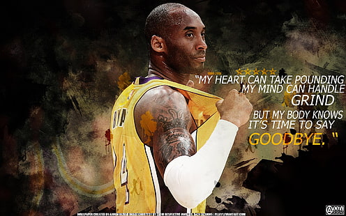Kobe Bryant Retirement Quote-2016 NBA Basketball W .., Kobe Bryant, Fond d'écran HD HD wallpaper