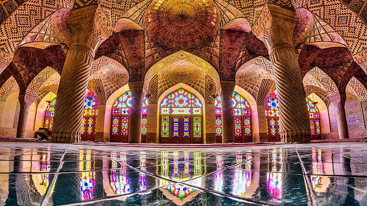 kaplica, historia, symetria, katedra, architektura bizantyjska, bazylika, turystyka, historyczny, okno, architektura, budynek, atrakcja turystyczna, odbicie, łuki, Azja, różowy Meczet, Maska, Iran, Tapety HD