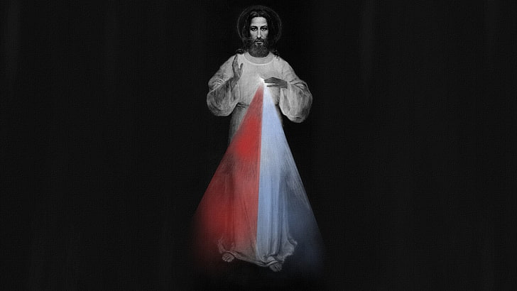 Divine Mercy, Jesus Christ, monochrome, painting, religious, Christianity, catholic, HD wallpaper
