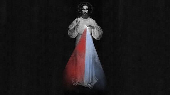 Divine Mercy, Jesus Christ, monochrome, painting, religious, Christianity, catholic, HD wallpaper HD wallpaper