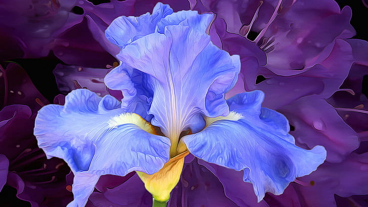 Artistic, Painting, Blue, Flower, Iris, HD wallpaper | Wallpaperbetter