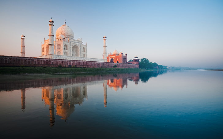 Taj Mahal India Agra, meczet z białego betonu, świat, Indie, taj mahal, Tapety HD