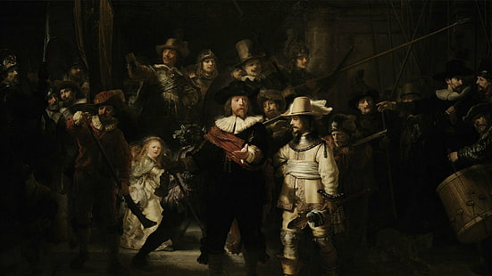 Artística, a guarda noturna de Rembrandt, HD papel de parede HD wallpaper