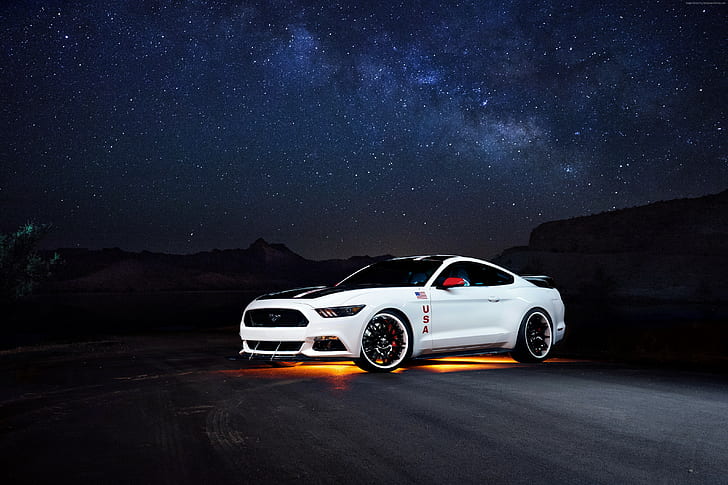 white, mustang, Ford Mustang Apollo Edition, sport cars, HD wallpaper