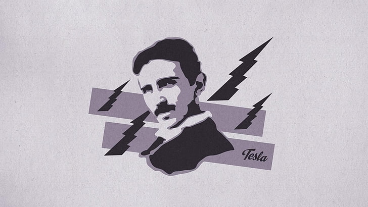мъжка любима илюстрация, Никола Тесла, мълния, HD тапет