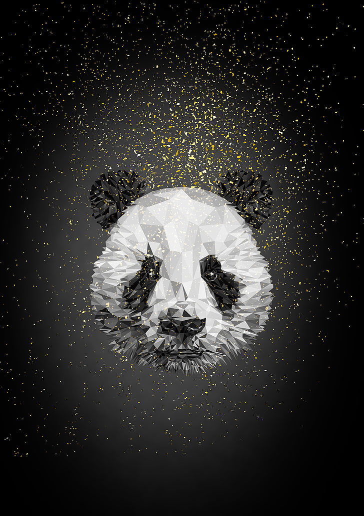 Panda, Low poly, 4K, Fondo de pantalla HD, fondo de pantalla de teléfono