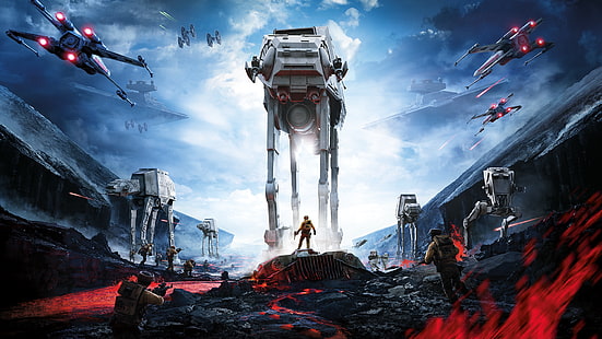Illustrazione di astronave di Star Wars, Star Wars, Star Wars: Battlefront, videogiochi, campi di battaglia, fantascienza, Sfondo HD HD wallpaper