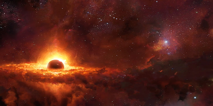 иллюстрация черной дыры, космос, космическое искусство, HD обои