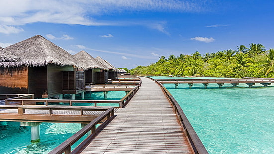Sheraton Maldives Resort Luxury Bungalows In Water Photo Hd fondo de pantalla 1920 × 1080, Fondo de pantalla HD HD wallpaper