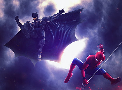 batman, homem aranha, super-heróis, hd, HD papel de parede HD wallpaper