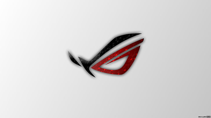 Logo Asus ROG, Republic of Gamers, Trixel, latar belakang putih, Wallpaper HD