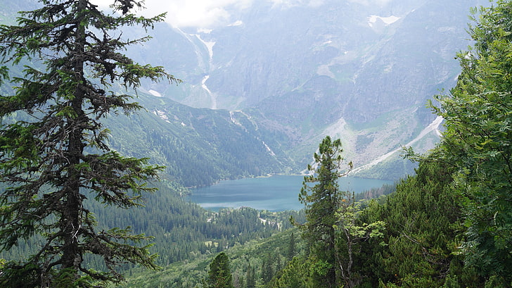 пейзажна снимка на езеро в близост до планини, планини, Татри, Полша, Татри, HD тапет