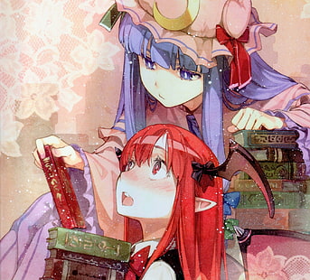 Anime, Touhou, Koakuma (Touhou), Patchouli Knowledge, Tapety HD HD wallpaper