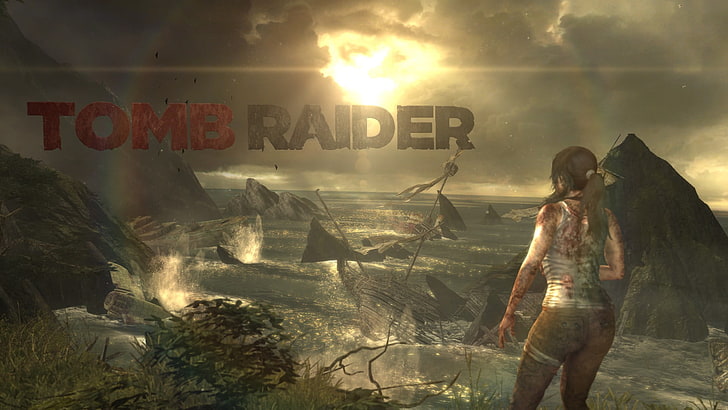 حقيبة The Walking Dead DVD ، Tomb Raider ، Lara Croft ، البحر ، حطام السفينة ، التحطم ، الأفق ، الأمواج ، ألعاب الكمبيوتر ، ألعاب الفيديو، خلفية HD
