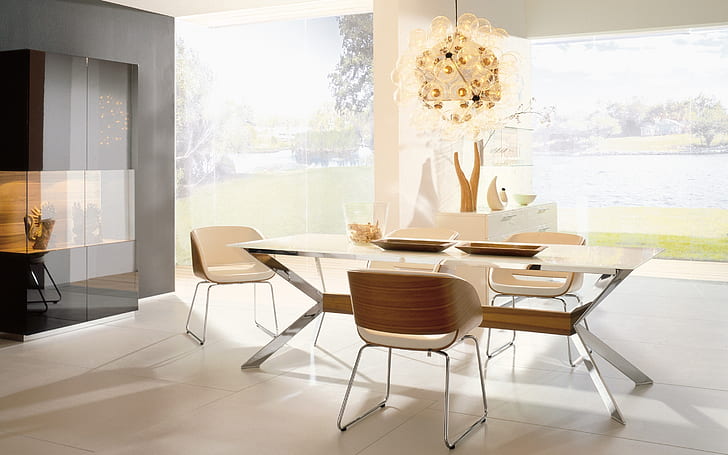 Превосходная столовая, стулья, гостиная, дизайн интерьера, дизайн дома, HD обои