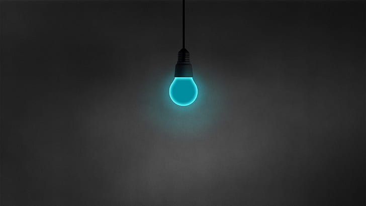 ampoule, minimalisme, bleu, suspendu, Fond d'écran HD