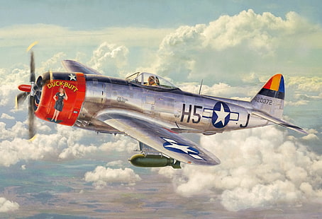 aircraft, war, art, airplane, painting, aviation, ww2, american fighter, P 47 Thunderbolt, HD wallpaper HD wallpaper
