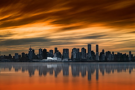 Cities, Vancouver, Building, Canada, City, Reflection, Skyscraper, Sunset, HD wallpaper HD wallpaper