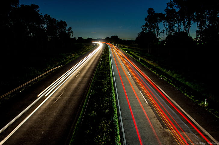 night, highway, road, way, HD wallpaper
