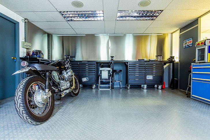 atelier, caf, clean, garage, guzzi, hipster, impeccable, mecanic, mecanique, mecano, meticulleux, moto, motorcycle, order, preparateur, race, ride, tuning, vehicle, vehicule, workshop, HD wallpaper