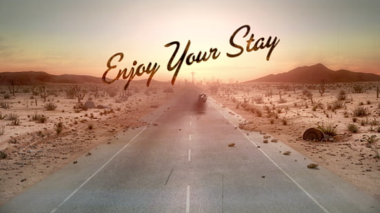 التداعيات: نيو فيغاس ، الصحراء ، الطريق ، العبارة، خلفية HD HD wallpaper