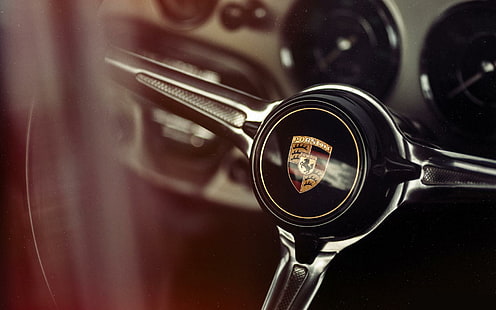 Roda Kemudi Porsche, roda kemudi porche hitam, porsche, kemudi, roda, mobil, Wallpaper HD HD wallpaper