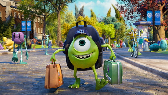 dibujos animados, 2560x1440, película, Pixar, disney, monstruos, universidad, Monsters University, imágenes de la universidad de monstruos, Fondo de pantalla HD HD wallpaper