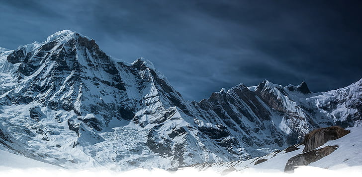 mountains, snowy peak, HD wallpaper