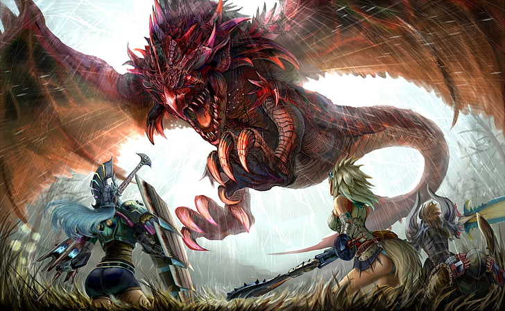 MMORPG wallpaper, Rathalos, Monster Hunter, Wyvern, HD-Hintergrundbild