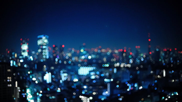 cityscape photography, city, cityscape, lights, city lights, blurred, HD wallpaper