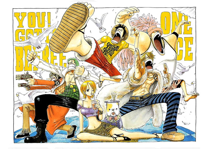One Piece, Monkey D.Luffy, Sanji, Nami, Roronoa Zoro, Usopp, anime, Fond d'écran HD