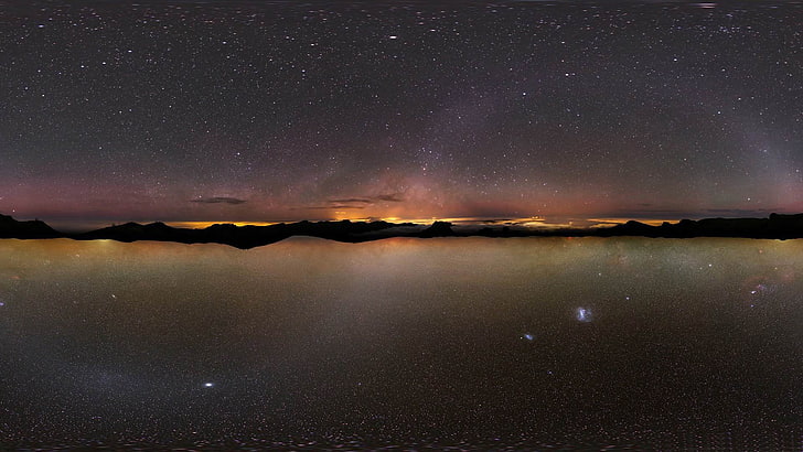 우주 반사 호수 풍경 HD 월페이퍼, 물줄기, HD 배경 화면