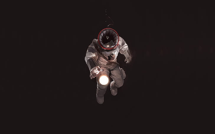 astronot, Chun Lo, seni digital, karya seni, horor, Wallpaper HD