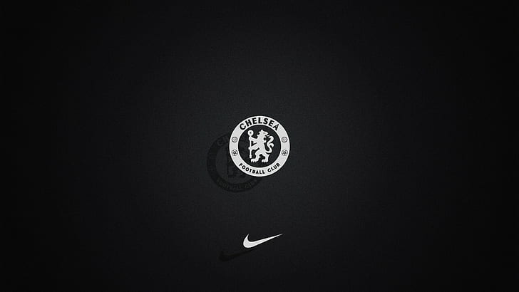 latar belakang hitam, Chelsea FC, logo, satu warna, nike, Wallpaper HD