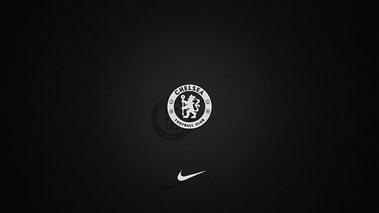 fundo preto, Chelsea FC, logotipo, monocromático, nike, HD papel de parede HD wallpaper