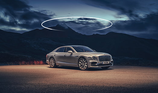 Bentley, Bentley Flying Spur, кола, луксозна кола, сребърна кола, превозно средство, HD тапет HD wallpaper