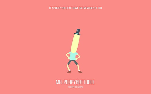ภาพประกอบ Mr.PoopyButthole, Rick and Morty, minimalism, cartoon, วอลล์เปเปอร์ HD HD wallpaper