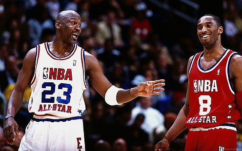 Michael Jordan และ Kobe Bryant, nba, kobe bryant, michael jordan, basketball, วอลล์เปเปอร์ HD HD wallpaper