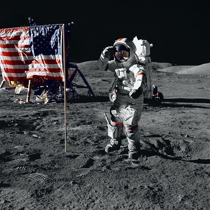 أبولو ، رائد فضاء ، القمر، خلفية HD