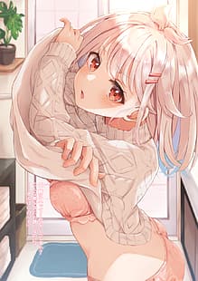  anime girls, bra, panties, undressing, HD wallpaper HD wallpaper