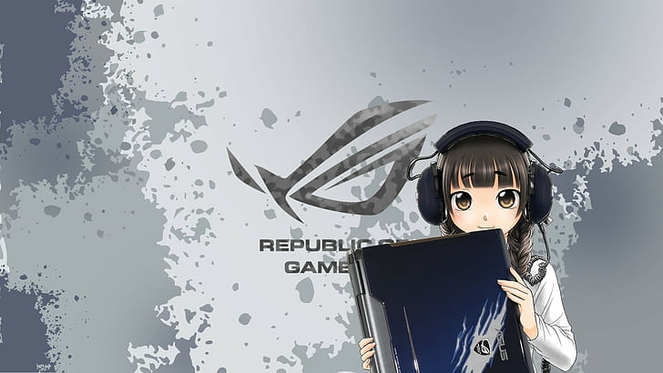 アニメの女の子、ASUS ROG、ゲーマーズ共和国、 HDデスクトップの壁紙