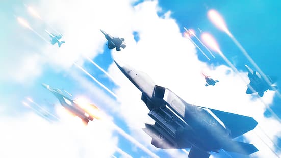  Ace Combat, Ace Combat 7, f22, jet fighter, HD wallpaper HD wallpaper