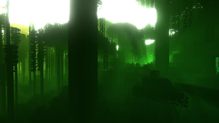 Minecraft, bunt, grün, blau, lila, Minecraft Nether, Dschungel, Shader, HD-Hintergrundbild