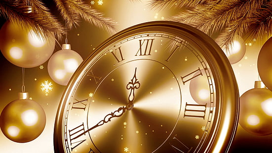 Happy New Year 2019 Golden Clock Countdown In New Year’s Eve Desktop Wallpapers For Computers Laptop Tablet And Mobile Phones, HD wallpaper HD wallpaper
