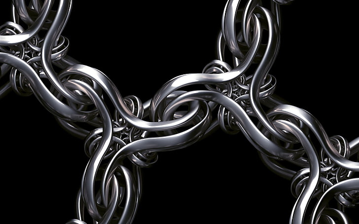 silver chain, renderer, chain, weaving, silver, HD wallpaper