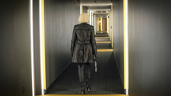 black leather trench coat, Proud Mary, Taraji P. Henson, 4k, HD wallpaper